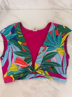 Bleu Rod Beattie swim Vibrant Tropical Knot-Front Women's Top - Magenta